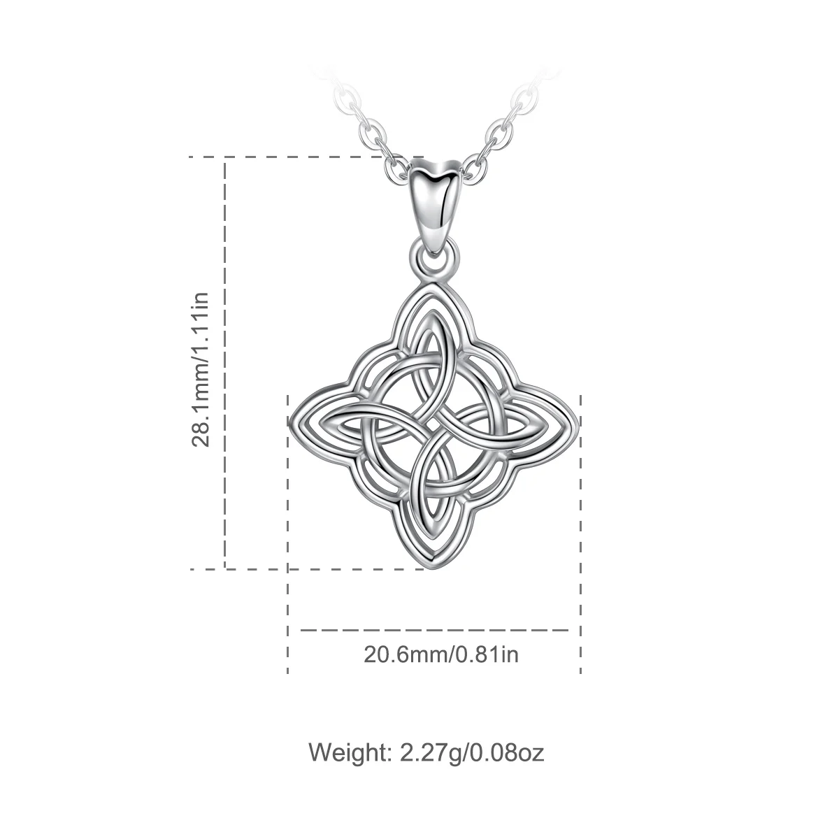 AEONSLOVE 925 Sterling Silver Witches Knot Necklace Celtic Knot Amulet Pendant Wiccan Witchcraft Jewelry Spiritual Gift Unisex
