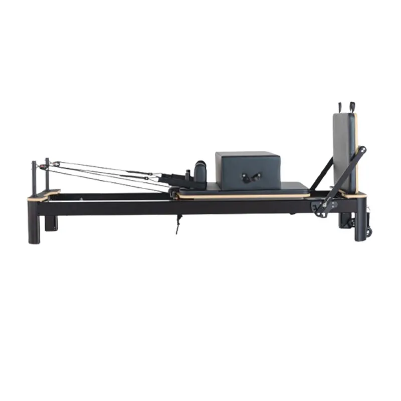 Durable Eco-Friendly Studio Personal Aluminium Pilates Reformer with Sitting Box Extender Double Loop Straps for Body