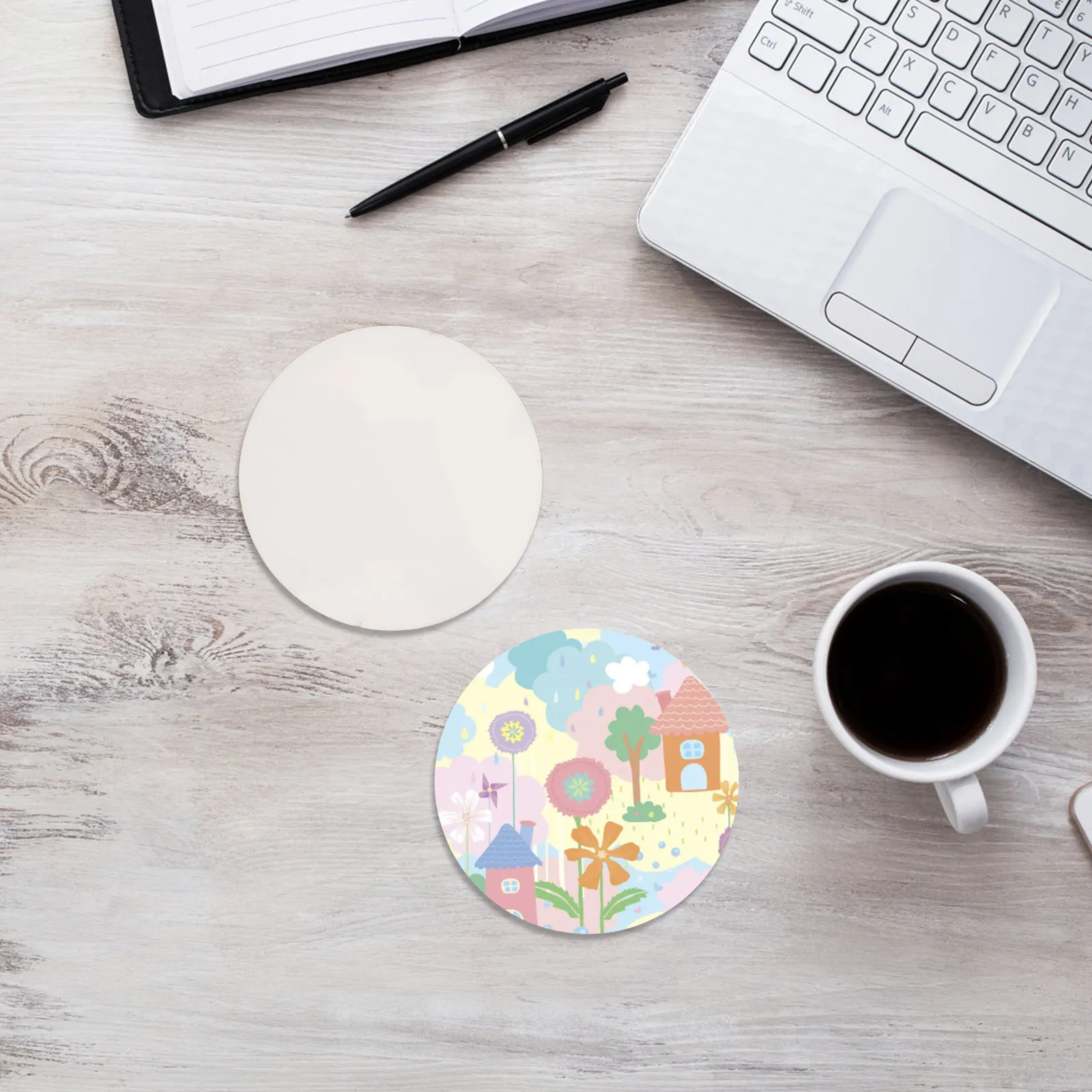 10Pcs Smooth Wood Sublimation Coasters Blanks Anti-Slip DIY Cup Mats for Photos Family Prints Sublimation Cup Pad Blank Coaster
