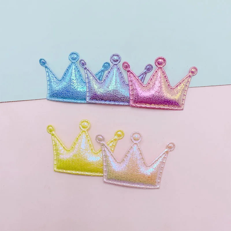 

50Pcs/LOT 5*3CM Fluorescent Fabric Crown Shape Padded Appliques For DIY Headwear Hair Clips Decor Clothes Hat Shoes Patches