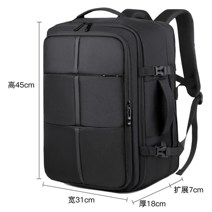 Business Travel Backpack Expandable Storage with Independent Shoe Compartment for Men Durable Oxford Cloth Shoulder Travel Bag
