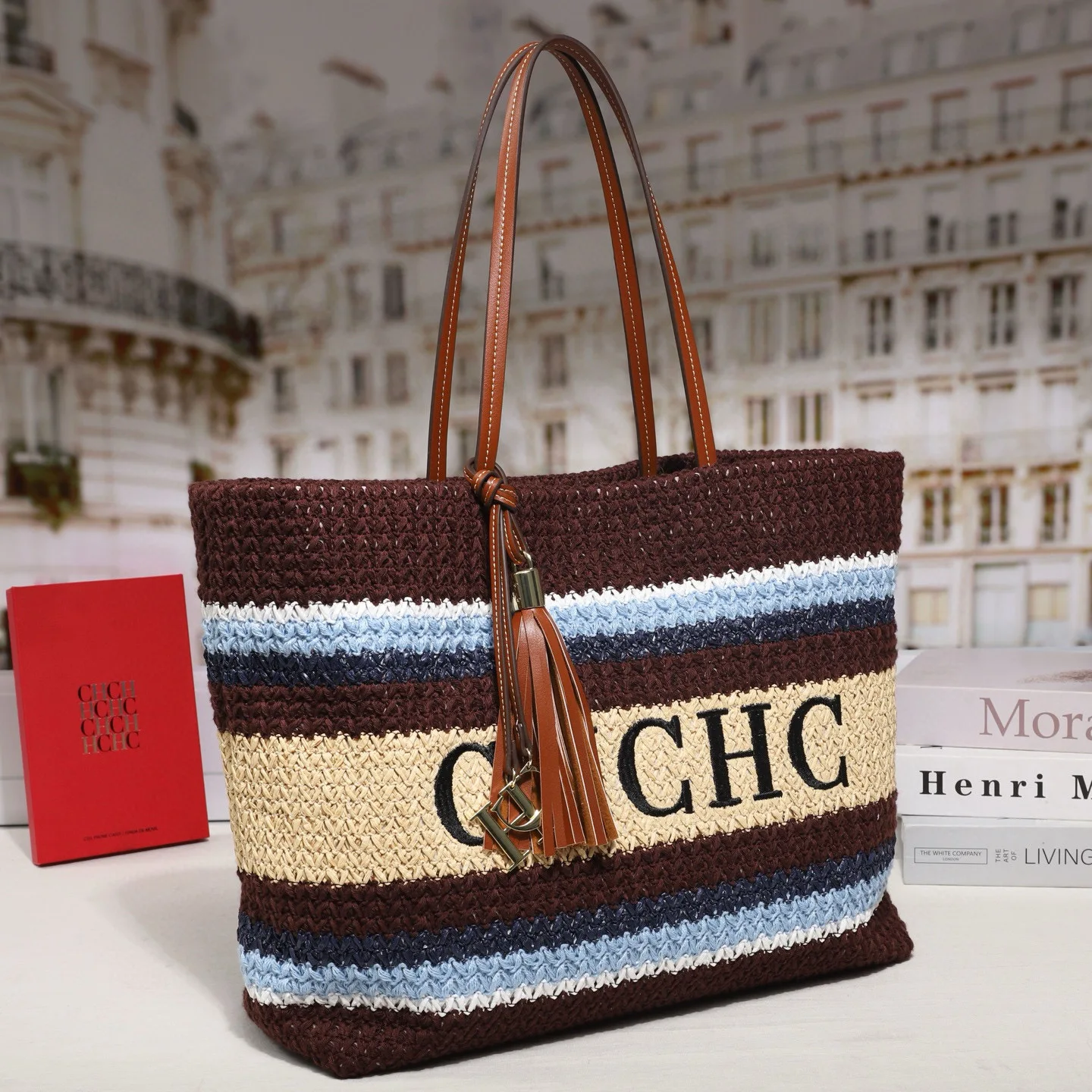 

CHH Women Woven Basket Handbag Large Capacity Fashion Straw Weave Design Shoulder Bag