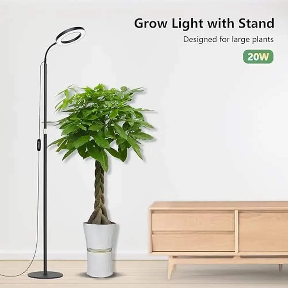 ضوء نمو النبات LED كامل الطيف مع ارتفاع قابل للتعديل و360 °   دوران أكثر إشراقا ضوء نمو النباتات الداخلية 10 مستويات من