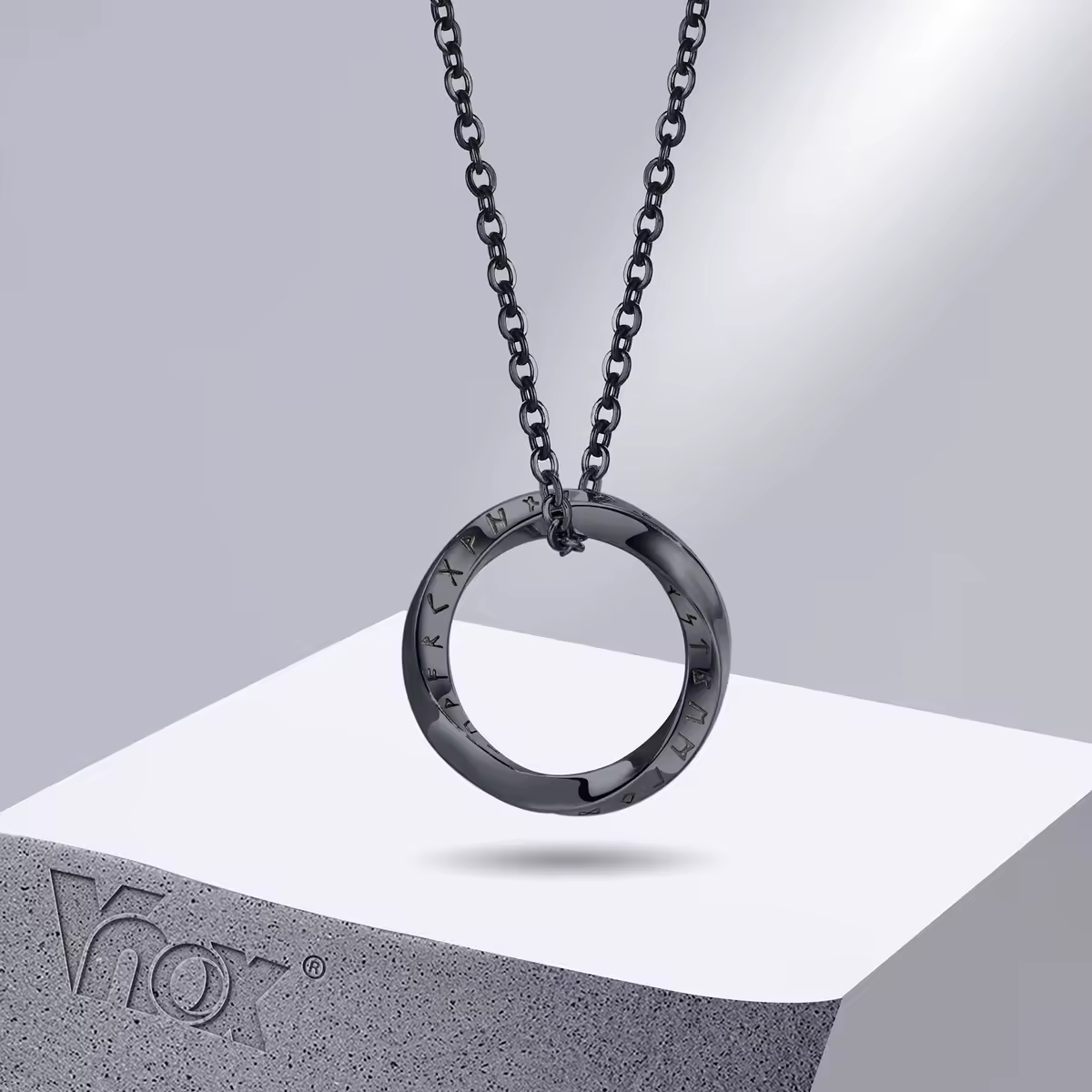Vnox nueva moda collares vikingos nórdicos para hombres, Collar con colgante redondo Mobius de acero inoxidable joyería de regalo masculina