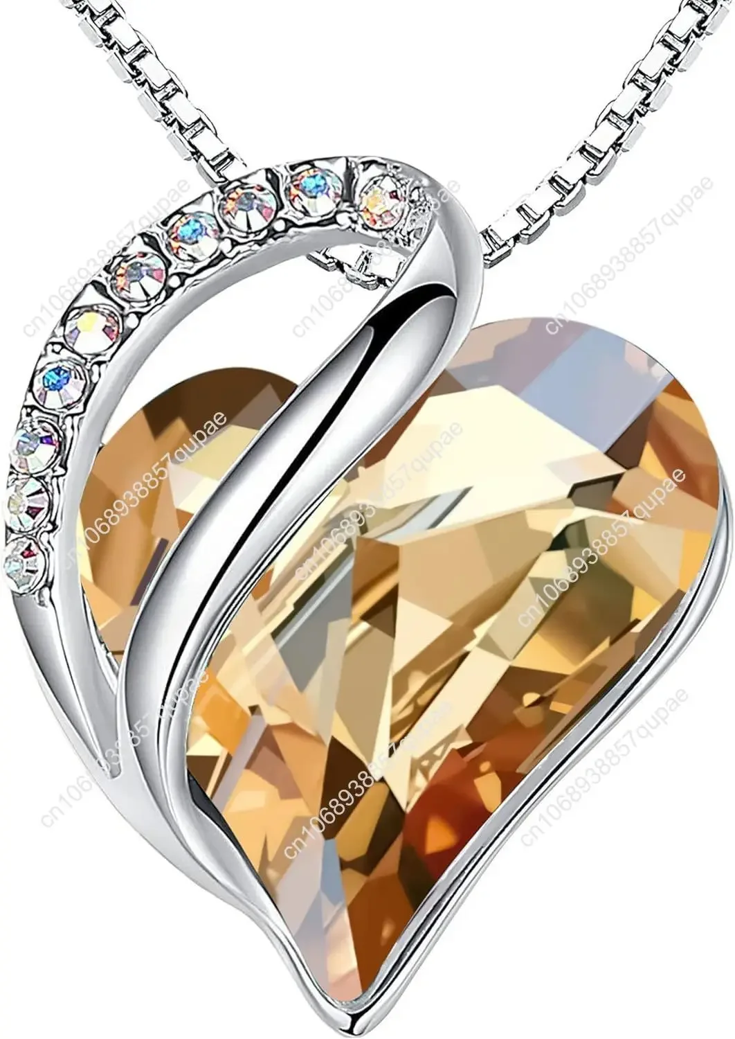 Ожерелья Leafael для женщин, подвеска в форме сердца «Бесконечность любви» с кристаллами камня, ювелирные подарки для жены, посеребренное 18 + 2