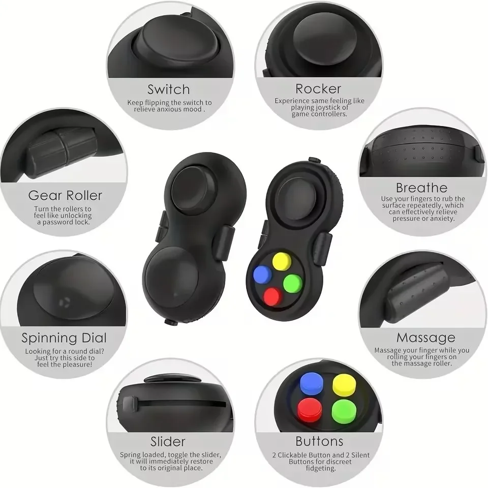 New Premium Quality Fidget Controller Pad Game Focus Toy Smooth ABS Plastic Stress Relief Squeeze Fun Hand Hot Interactive Gift