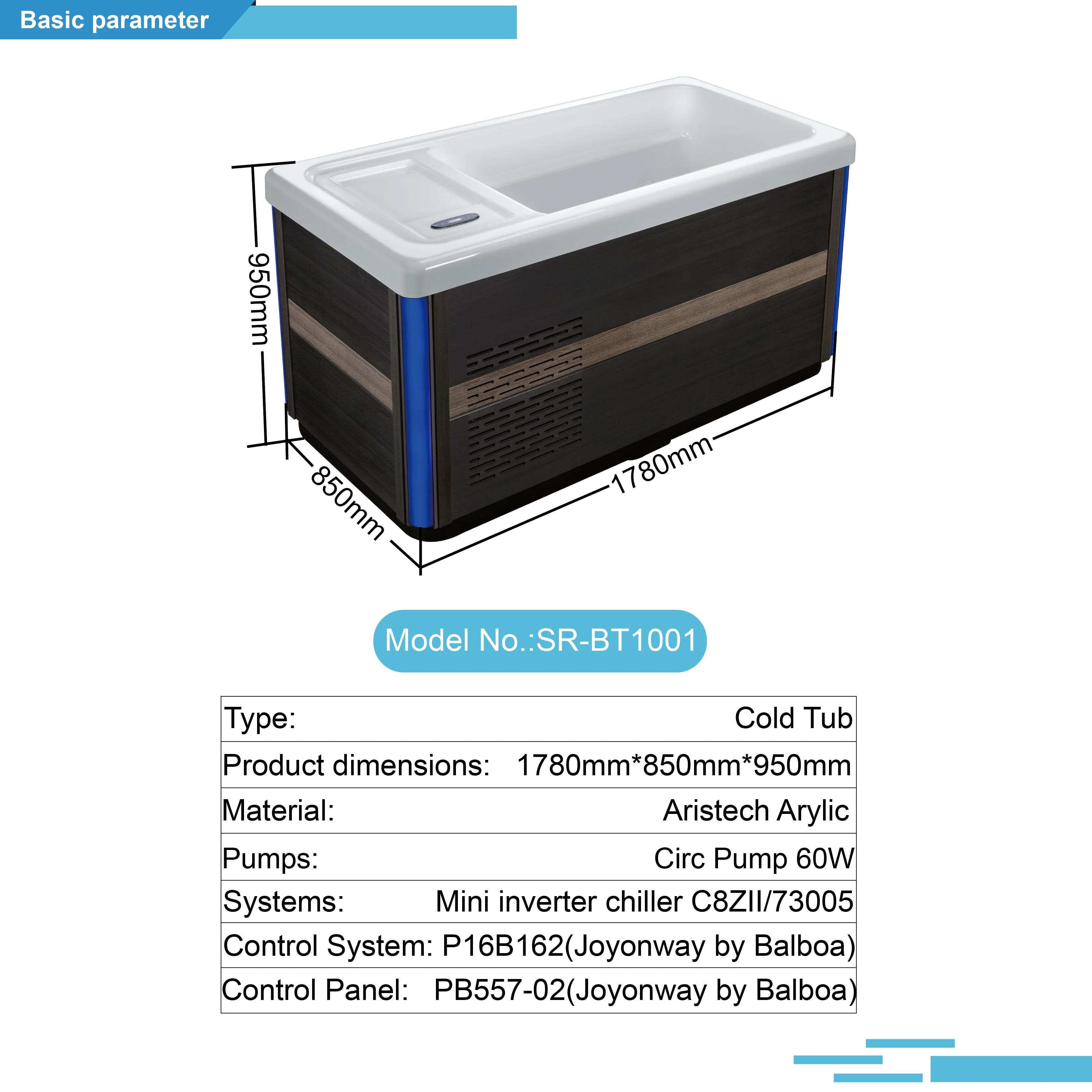 Eco-Friendly Chiller with Ice Bathtub, Outdoor Therapeutic and Recovery Bathtub with Cooling System Cover for 1 Person.