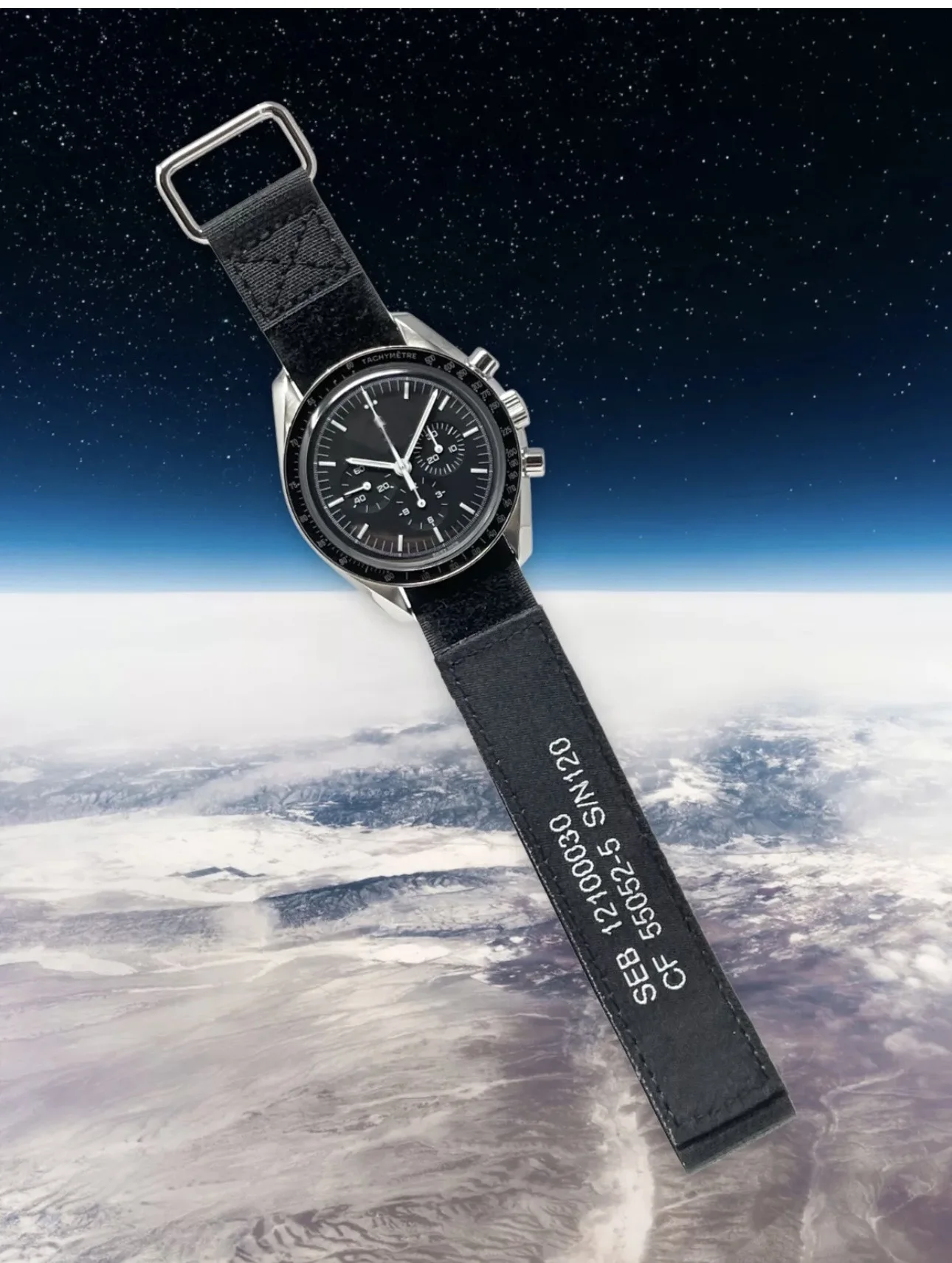 Original Apollo 20 mm Uhrenarmband der ersten Generation, hergestellt für Speedmaster Moonwatch MoonSwatch Schwarz