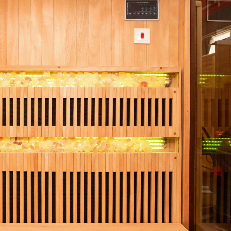 Electric Modern Hemlock Solid Wood Gym And Yoga Far Infrared Sauna 6 Years Warranty OEM Custom Sauna Room
