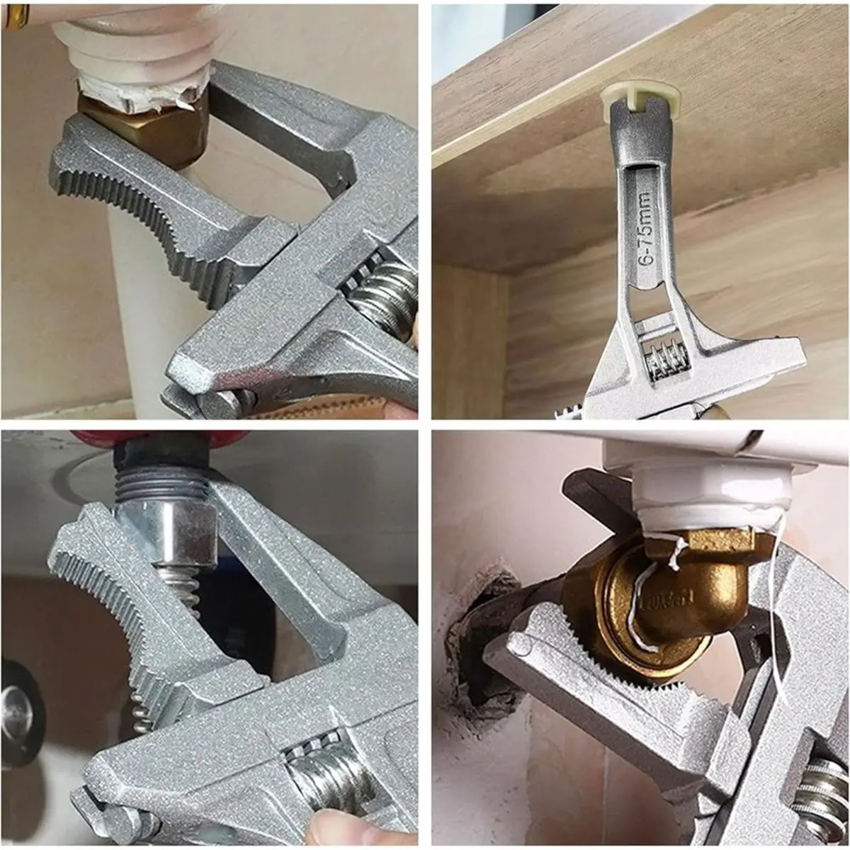 

Набор ключей для раковины (WSFS), универсальный ключ для раковины и смесителя 8-в-1, регулируемый ключ с широкими губками и коротким стержнем 6-75 мм, универсальные сантехнические инструменты