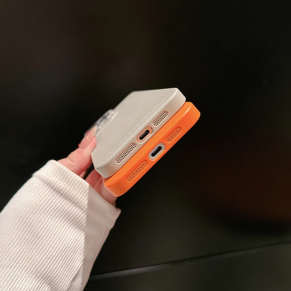 Heat Dissipation Mesh For Magsafe Magnetic Wireless Charging Case For iPhone 11 13 15 14 12 16 Pro Max Candy Breathable Cover - Image 6