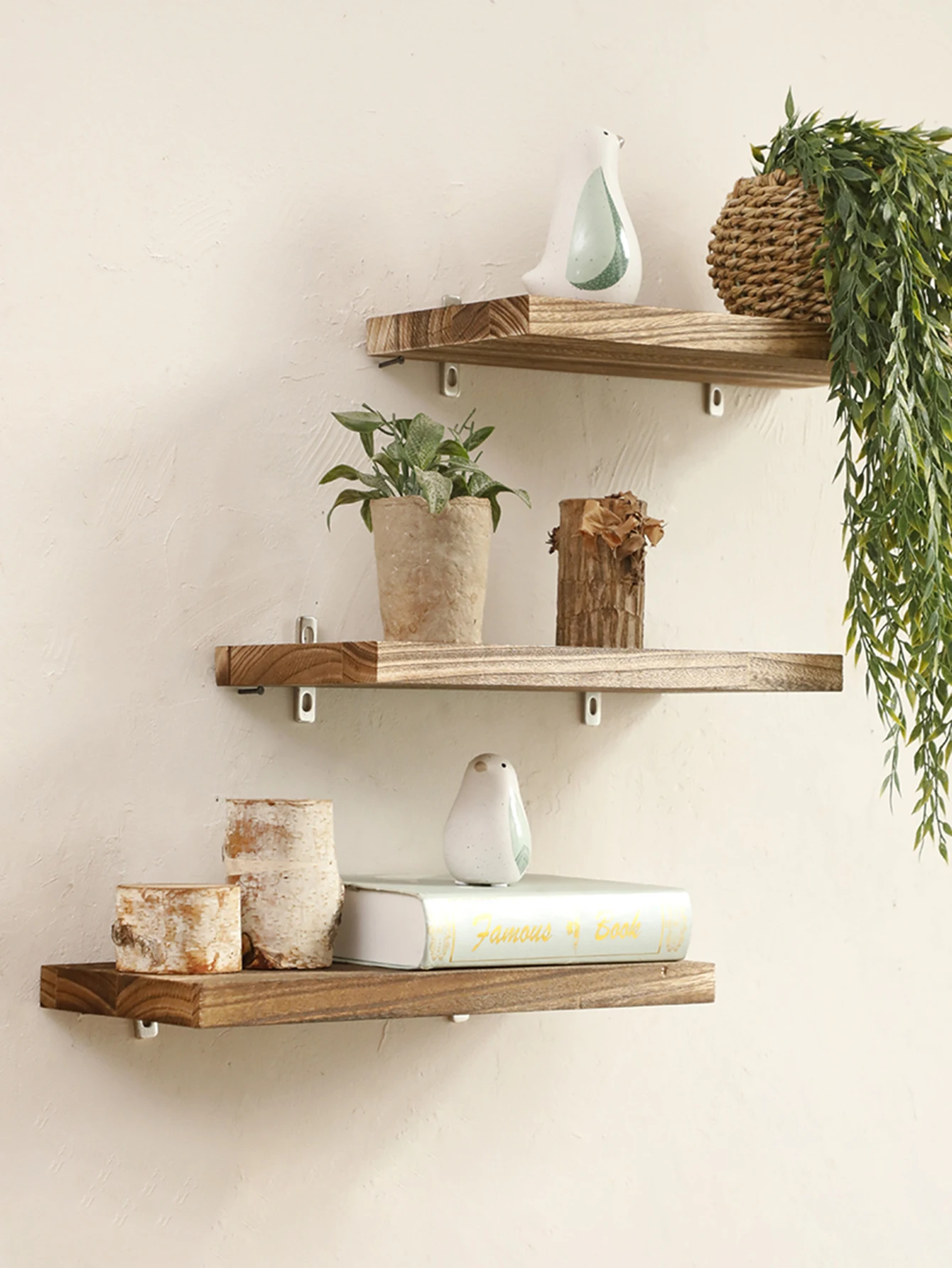 Wooden Floating Wall Shelf Art Storage Rack Rustic Wood Shelves For Wall Storage Nordic Home Decoration Wall Hanging Shelf Gift