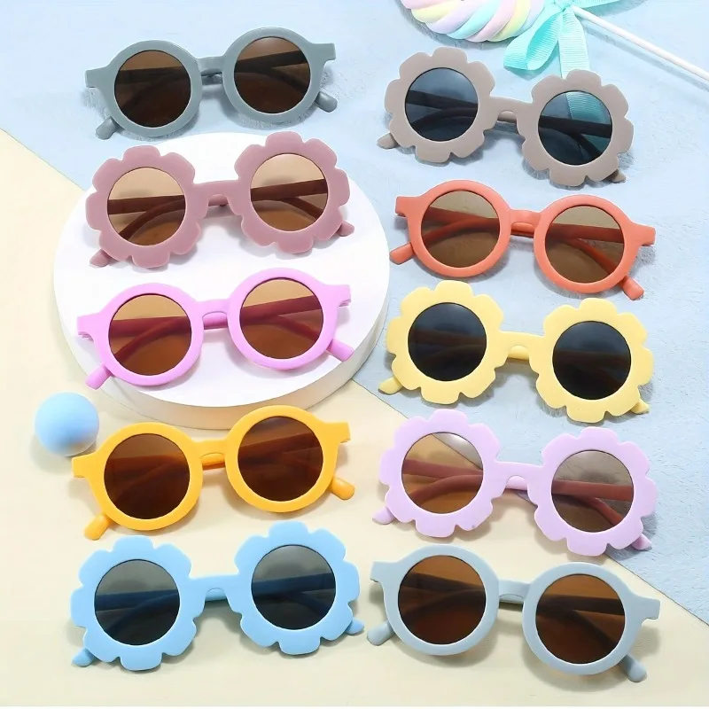 10pcs Floral Round Fashion Glasses for Young Adults, Durable PC Frame, Ideal for Parties & Fashion Shows