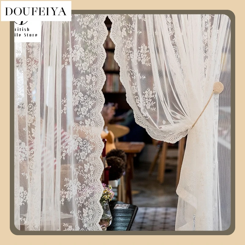 

Embroidered Curtains Tulle Korean Vertical Bar Embroidered Curtain Lace Princess Wind Door Curtain Bedroom Partition Decorative