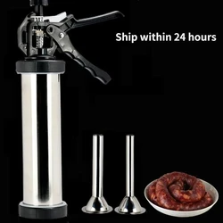 Homemade Manual Stainless Steel Sausage Filler Maker Sausage Syringe Kitchen Meat Tool Meat Sausage Stuffer Filling Machine
