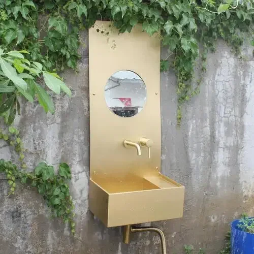 Настенный металлический умывальник для ванной комнаты, настенный умывальник из нержавеющей стали, настенный умывальник в стиле ретро, бассейн