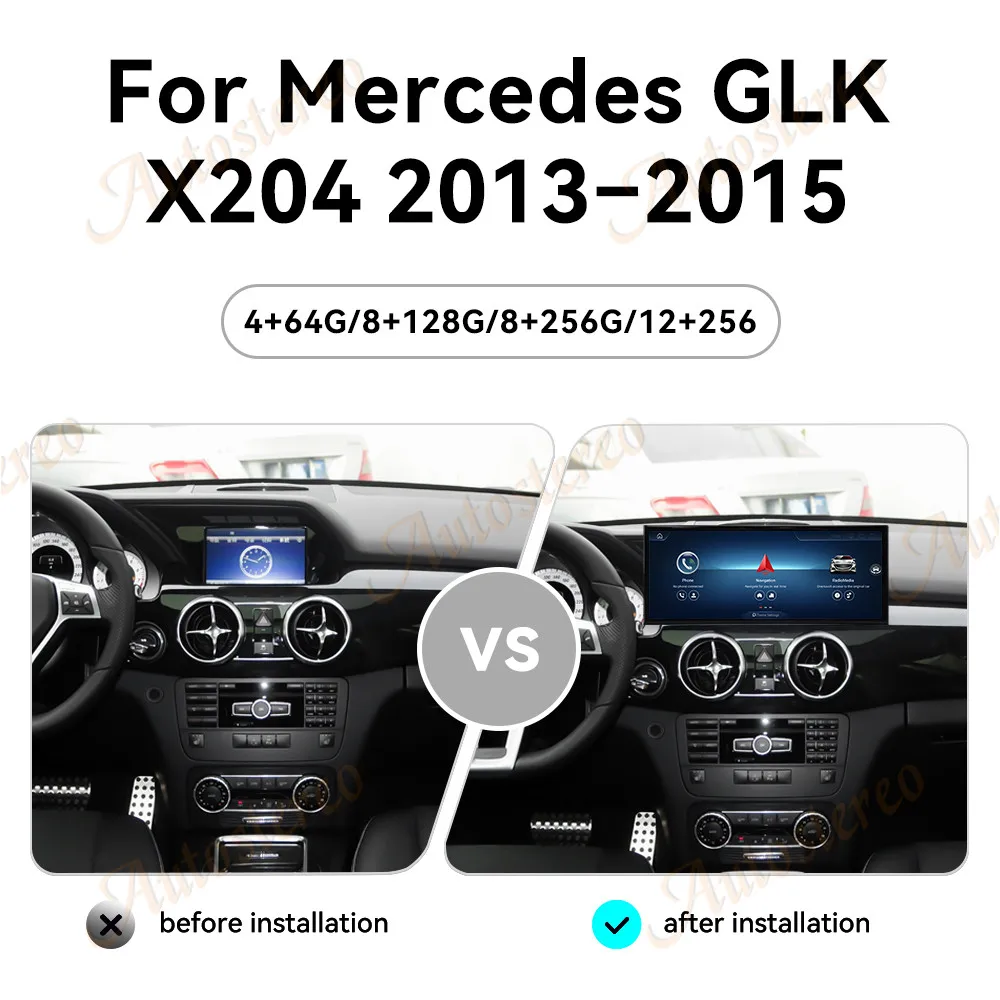 15.8 Inch Android 14 Auto Qualcomm Car Multimedia Video Player For Mercedes GLK W204 2013-2015 GPS Navigation Radio Audio Stereo