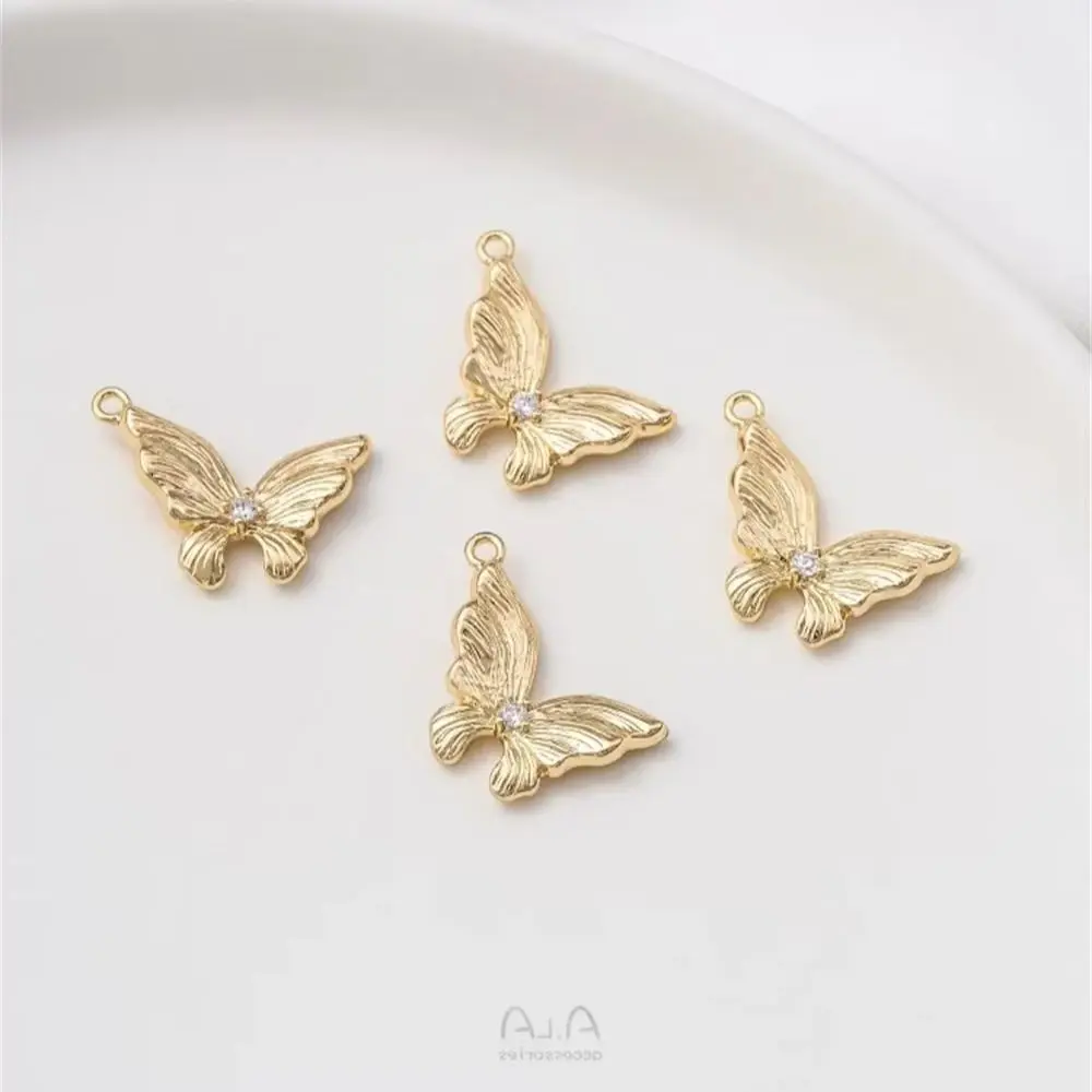 

14K Gold-Color Three-dimensional Fine Grain Fairy Butterfly Pendant DIY Bracelet Necklace Earrings Handmade Jewelry Pendant