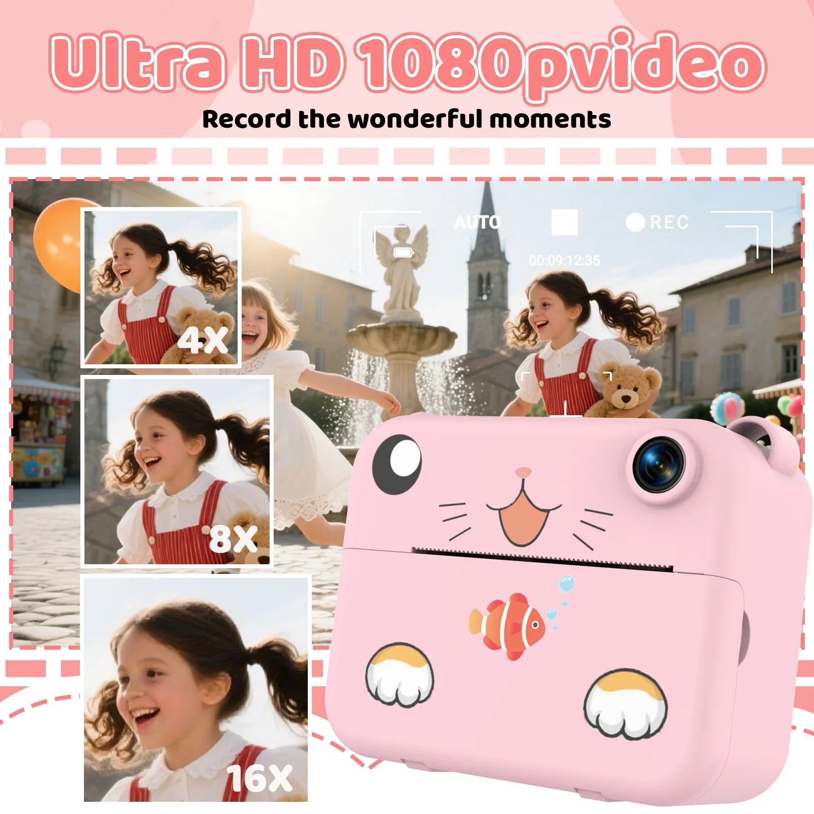 Digitale kindercamera Kindercamera Instant Print Foto HD Videorecorder Mini thermische printer Beste verjaardag Feestelijke geschenken 1080p