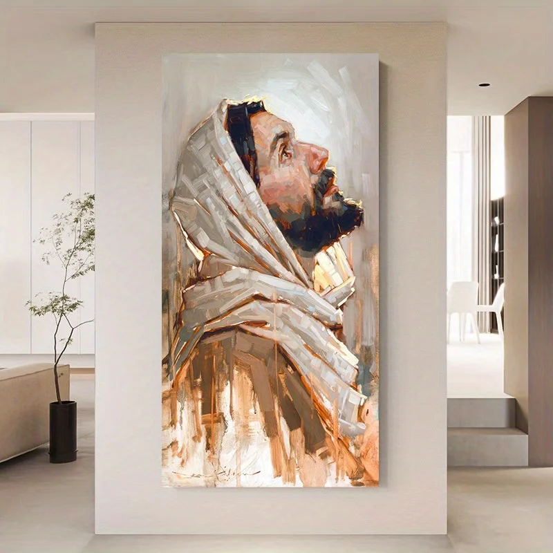 

1PC Modern Christian Frameless Canvas Art Inspirational Jesus Themed Pre-Pasted Cloth Wall Print for Living Room Home Decortive