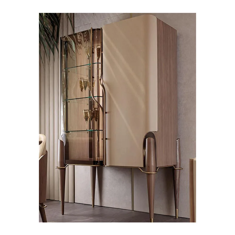 Italian light luxury glass door wine cabinet decoration ornament living room wall high cabinet  high-end home display