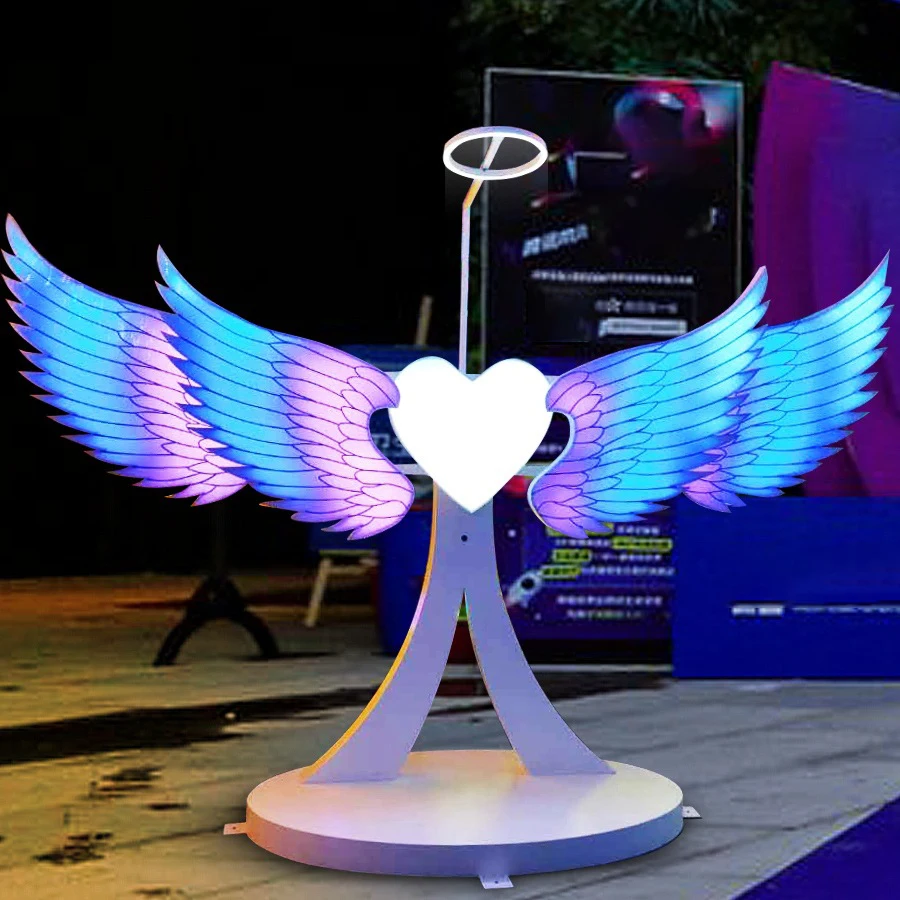 3D Custom LED Illuminated Angel Wings for Shopping Mall Decoration Mall Square Lights Outdoor RGB Colorful LED Modeling light