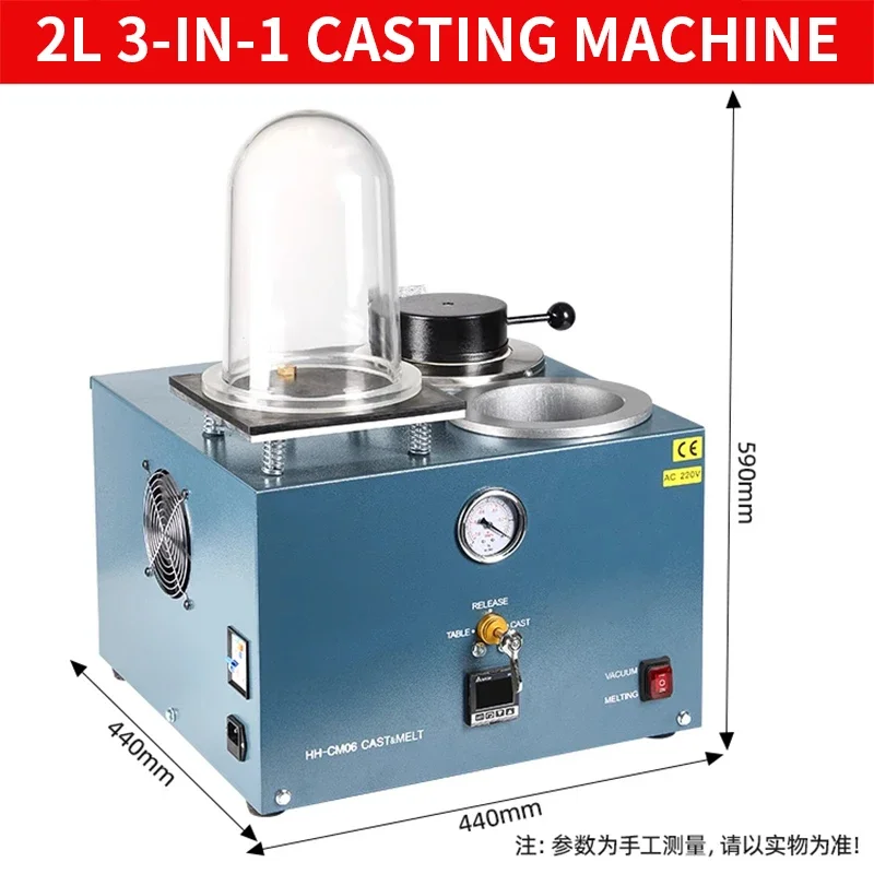 Máquina de Fundición Monolítica Tres en Uno para Joyería con Extracción de Molde y Alambre Asistida por Vacío, para Moldes de Yeso y Oro-Platino