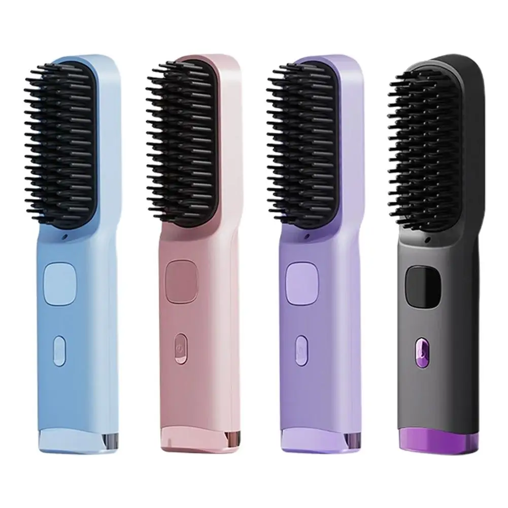 فرشاة فرد الشعر اللاسلكية - مشط تمليس محمول، 4 إعدادات لدرجة الحرارة، قابل لإعادة الشحن عبر USB، طلاء سيراميك للسفر والمنزل #1