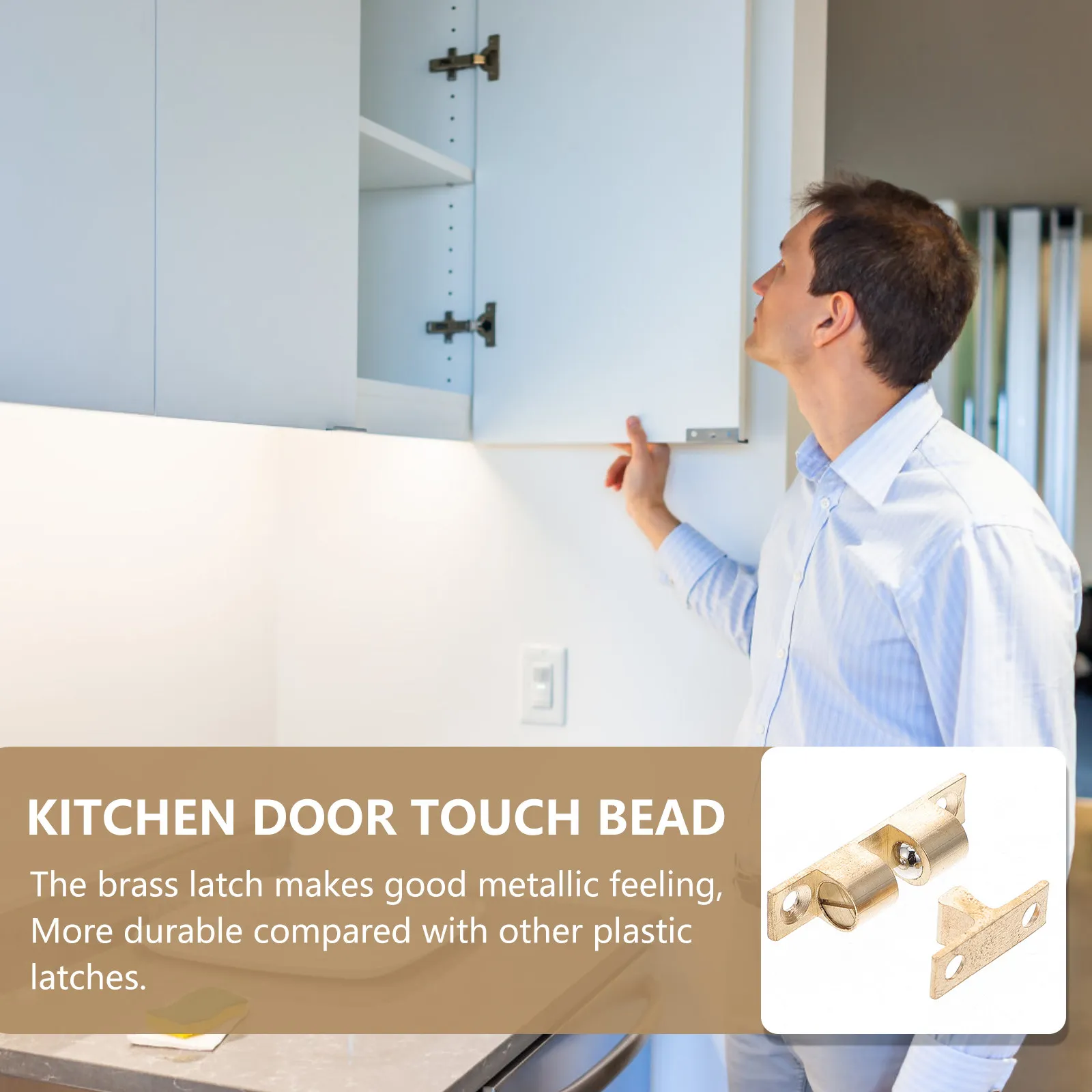 4Pcs Brass Ball Tension Latch Cabinet Door Catch with Adjustable Tightness for Cabinets Closets Wardrobes Wine Cabinets