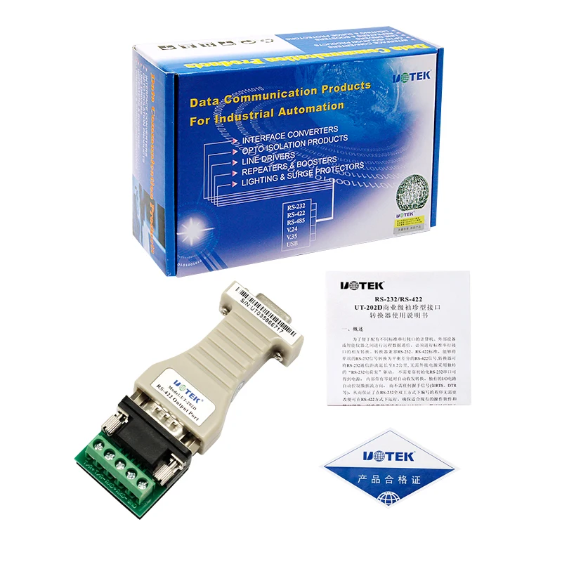 محول صغير RS-232 إلى RS-422 موصل DB9 غير متزامن نصف مزدوج RS232 RS422 محول UT-202D OEM/ODM