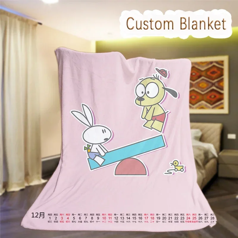 DIY Custom Flannel Blanket Personalized Fleece Throw Blankets for Sofa Bed Travel Cover Gift Anime Print on Demand Dropshipping