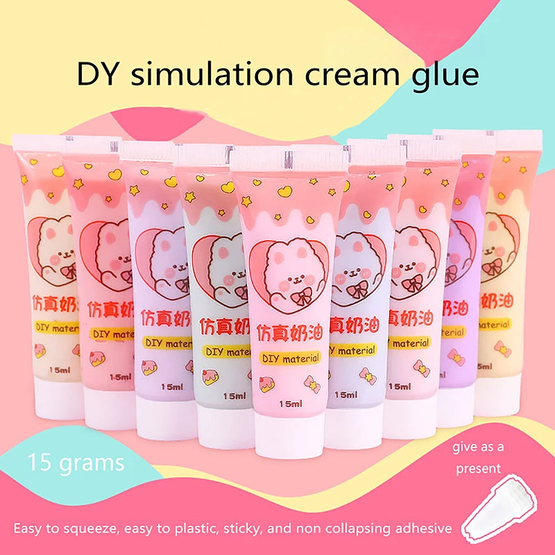 15ml Simulation Cream Glue DIY Mobile Phone Shell Material Homemade Hairpin Goo Card Stationery Box Resin Accessories Supplies