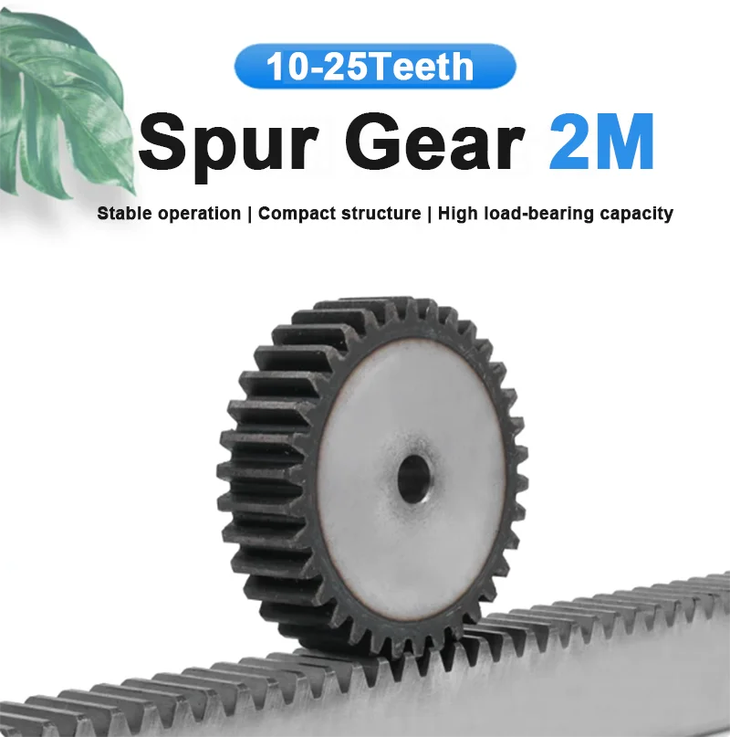 1PCS  Spur Gear 2M-10T/11T/12T/13T/14T/15T/16T/17T-25T 45# Steel Cylindrical Gear High Frequency Quenching Teeth Pinion Gears