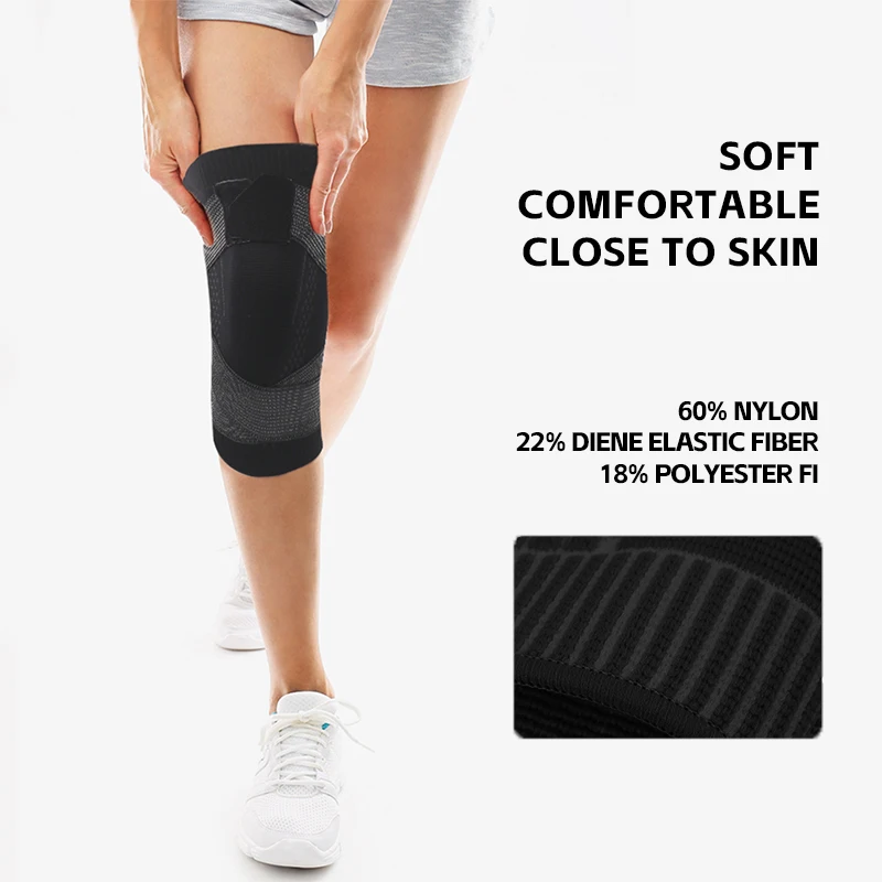 SKDK 1PC Compression Knee Brace Sports Knee Pads Anti-Slip Strap Nylon Breathable Basketball Running Tennis Knee Brace Support