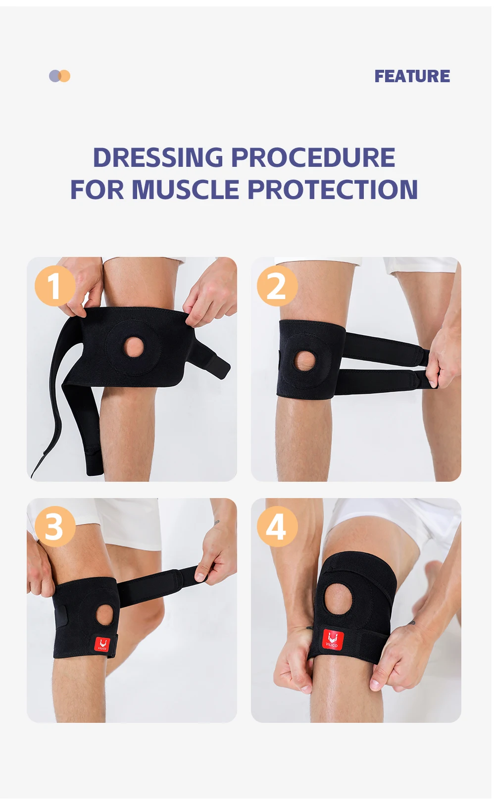 1/2PC Open Patella Knee Support Adjustable Knee Brace Breathable Knee Wrap for Men Women Outdoor Fitness Running