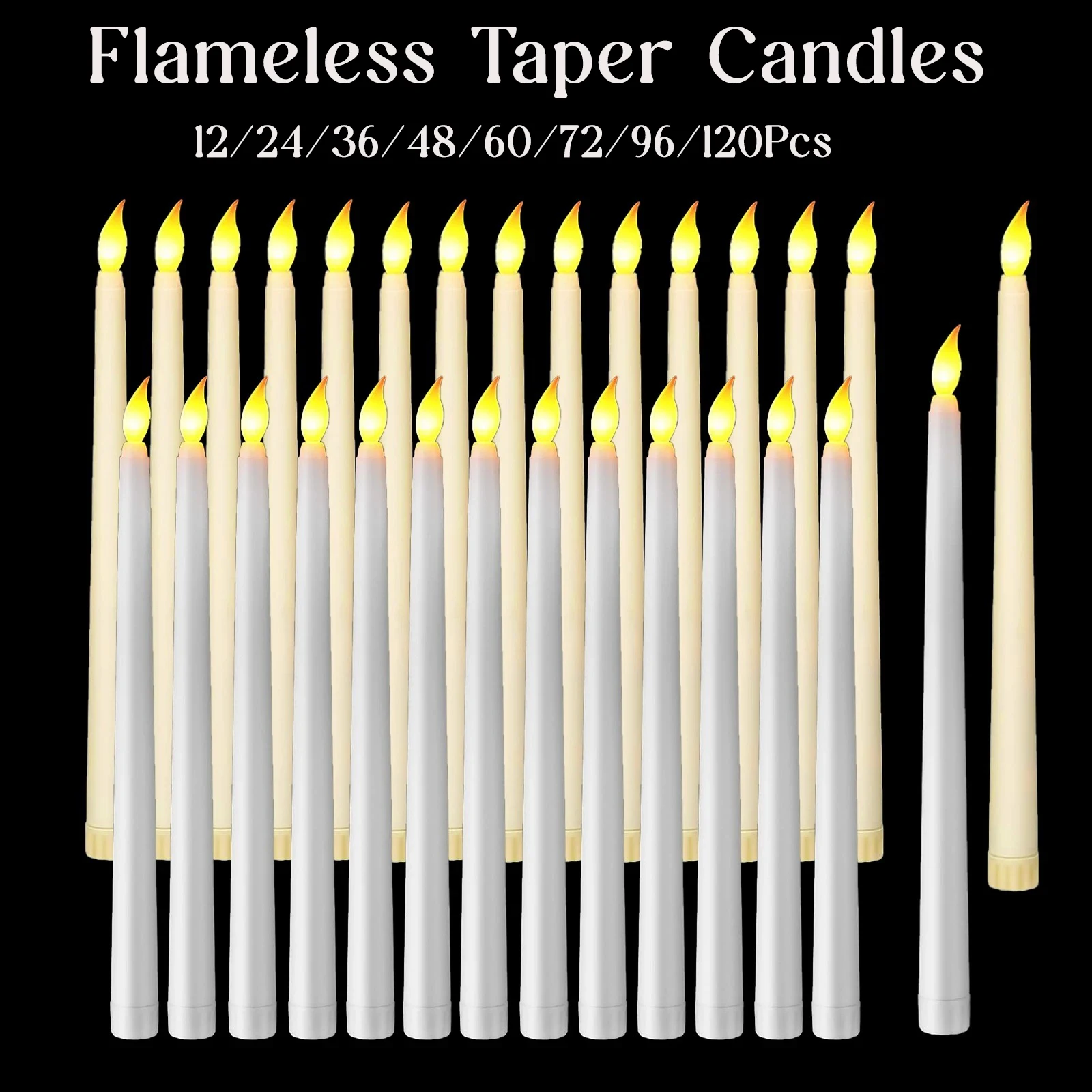 

12-120Pcs Flameless Taper Candles Wedding Flickering LED Candles with 3D Wick Battery Operated Candles Party Home Fake Candles