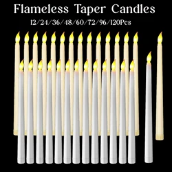 12-120Pcs Flameless Taper Candles Wedding Flickering LED Candles with 3D Wick Battery Operated Candles Party Home Fake Candles