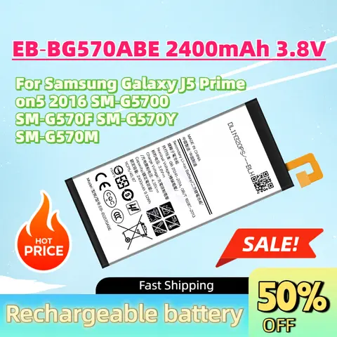 New EB‑BG570ABE 2400mAh 3.8V Mobile Phone Battery for Samsung Galaxy J5 Prime on5 2016 SM‑G5700 SM‑G570F SM‑G570Y SM‑G570M
