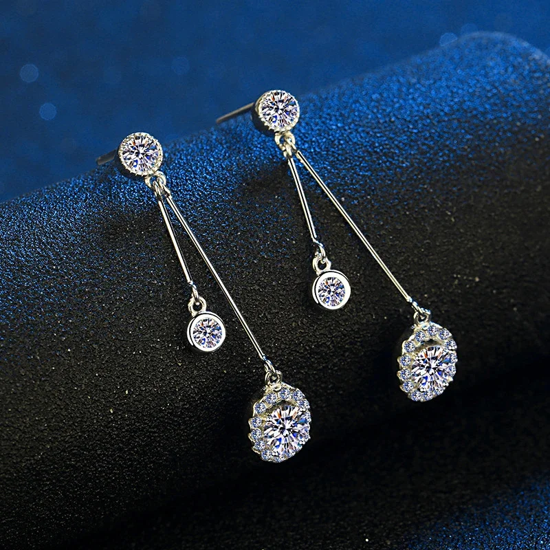 

LORIELE 1CT Moissanite Long Drop Earrings For Women 925 Sterling Silver Brilliant Lab Diamond Brides Bridesmaid Dangling Earring