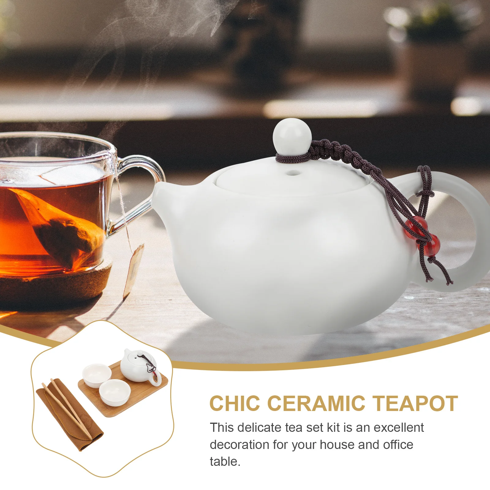 

1Set Travel Tea Set Kit Elegant Heat Resistant Ceramic Teapot Portable Kung Fu Tea Cups Kit for Outdoor Travel Home