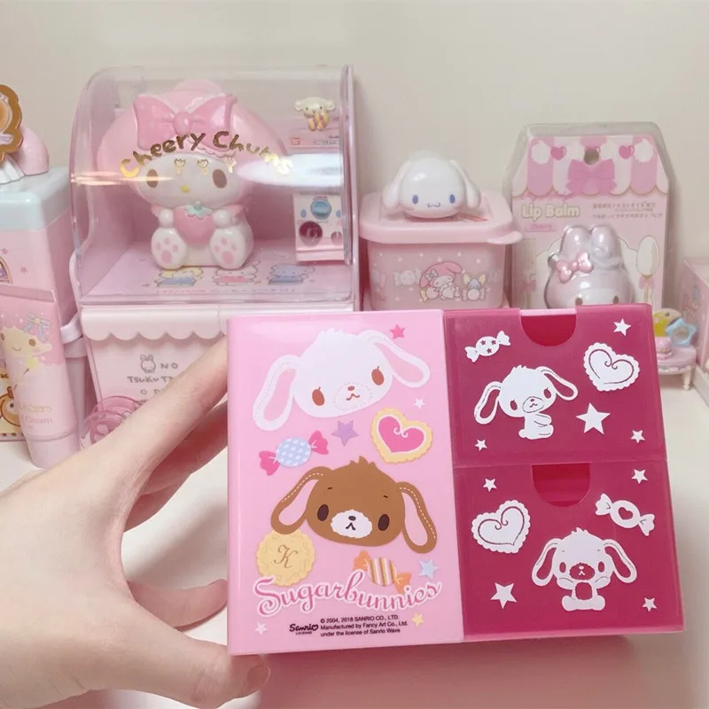 Cute Sugarbunnies Pen Holder Container Makeup Organizer Box Cartoon Anime Kawaii PVC Desktop Storage Cabinet School Stationery