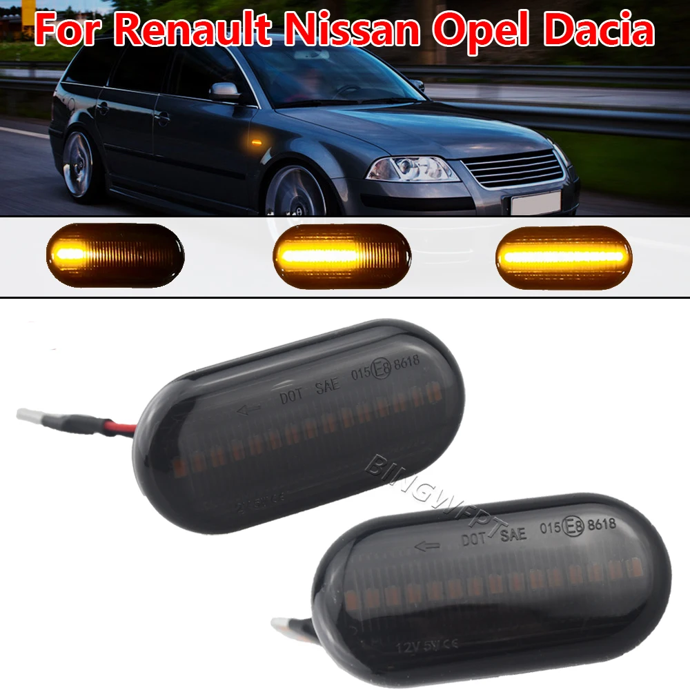 For Renault Clio 1 2 KANGOO MEGANE ESPACE TWINGO MASTER Led Dynamic Side Marker Turn Signal Light For Nissan Opel Smart FORTWO