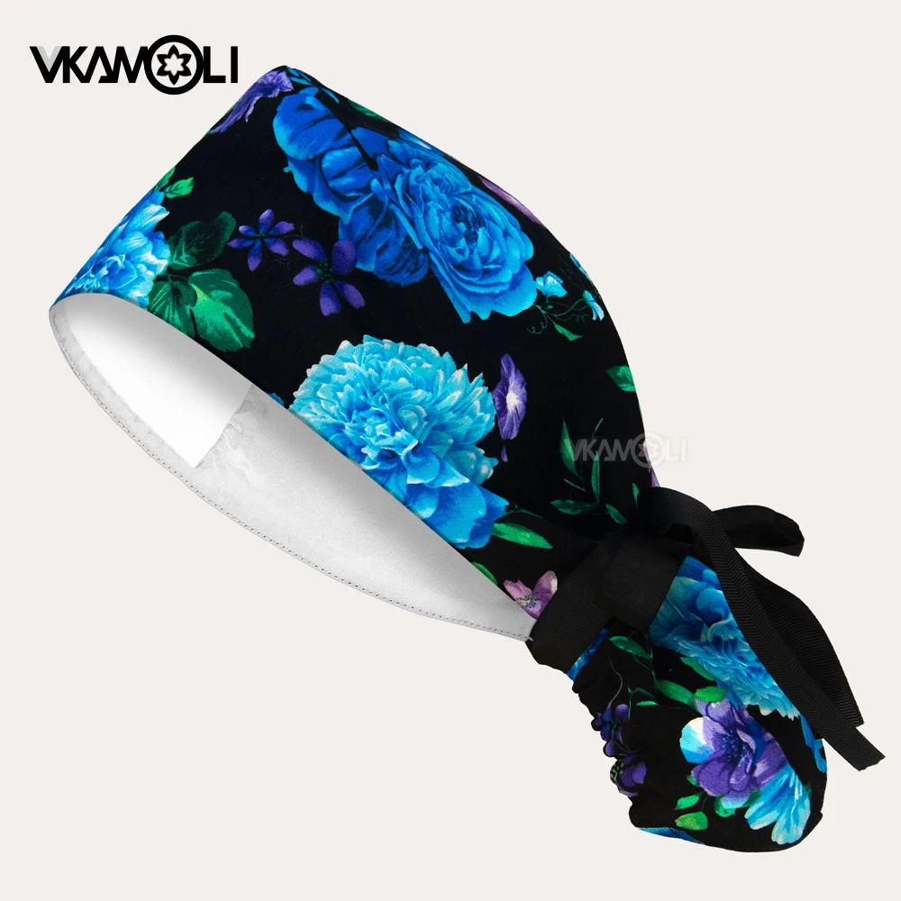 2025年新作 高品質サテン裏地付き手術用帽子 長髪用 スクラブハット 医師 看護師 ヘッドカバー