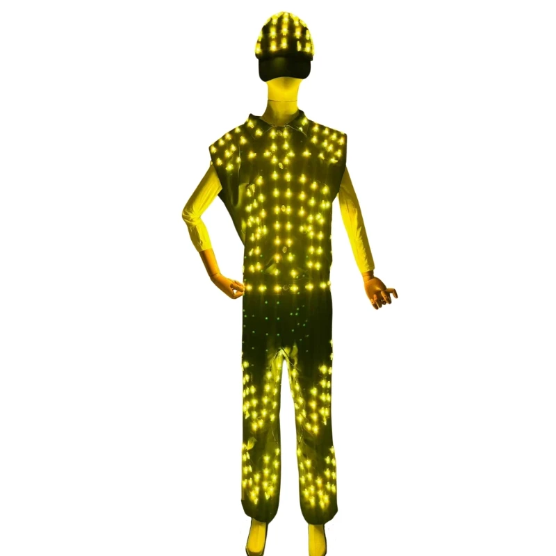 

Full Color LED Costume Men's Bar Hosting Luminous Clothing Shuffle Dance Suit for Halloween Celebration Party Show