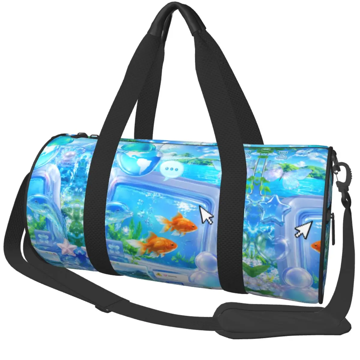 Frutiger Aero Gym Bag Travel Training Sports Bags Couple Pattern with Shoes Graphic Fitness Bag Waterproof Handbags