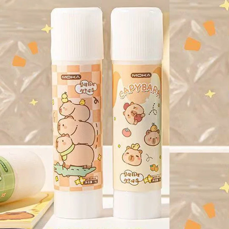 Cute 10Pieces Capybara Cartoon Solid Glue Stick Strong Adhesives Stick for Student Stationery Solid Glue High Viscosity Supplies