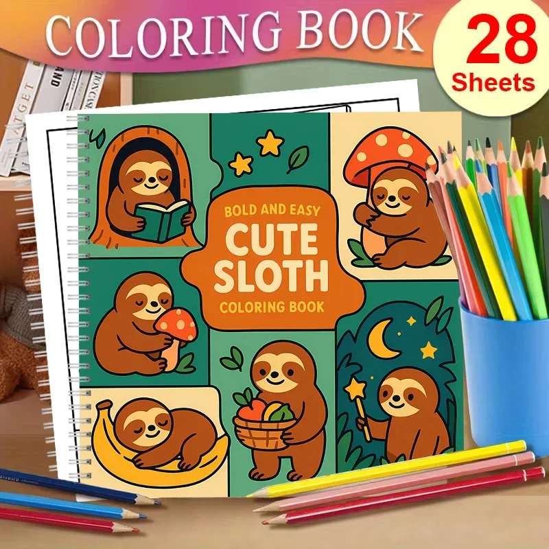 

Книга-раскраска с милыми ленивцами для взрослых, подарок на день рождения, принадлежности для школы, книга для рисования для взрослых