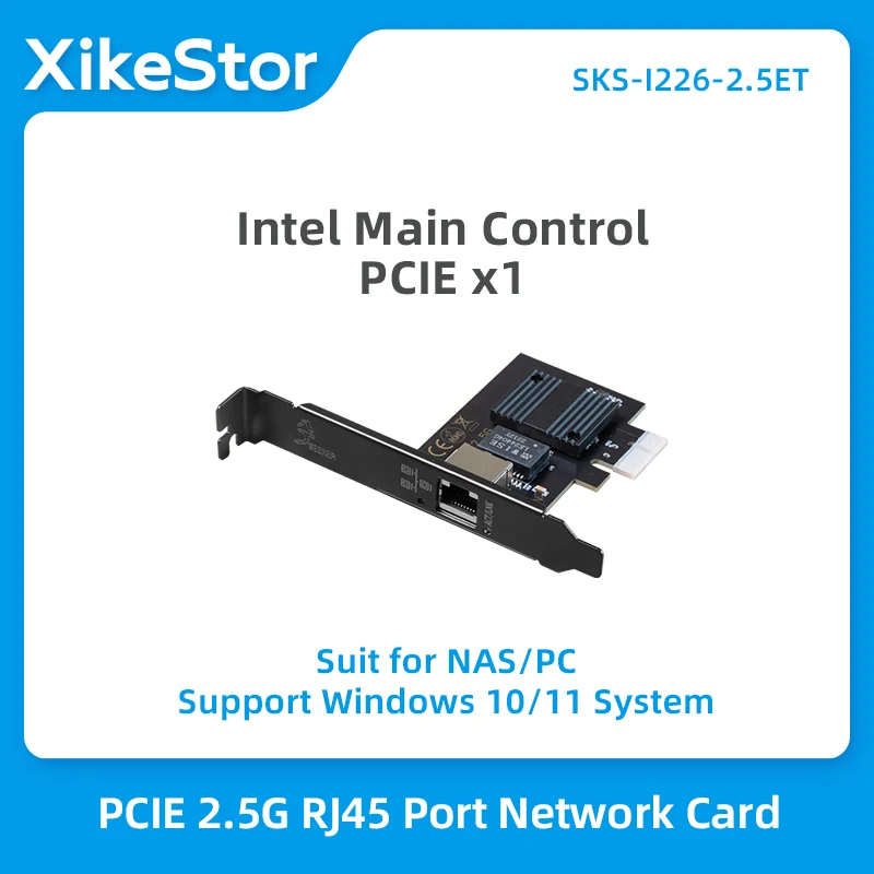 PCIE 2.5g RJ45 Network Card Single Electrical Port Intel i1226-V Master Control 2.5G Rate Fully Compatible with Computers