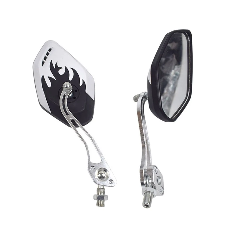 QM82 1 Pair Universal Motorcycle Aluminum Rear View Black Handle Bar End Side Rearview Mirrors