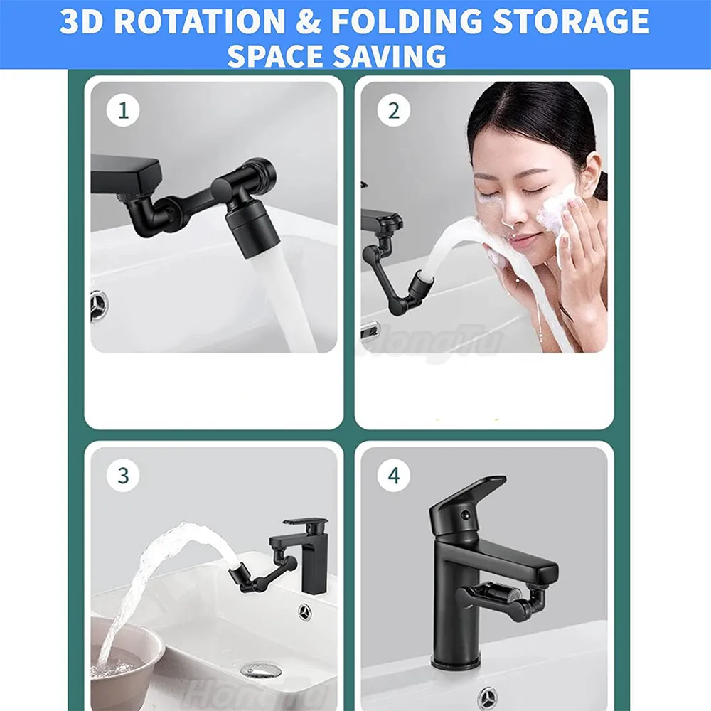 1080° Universal Rotation Faucet Extender Sprayer Head Kitchen Robot Arm Extension Faucets Mixer Aerator Bubbler Water Tap Nozzle